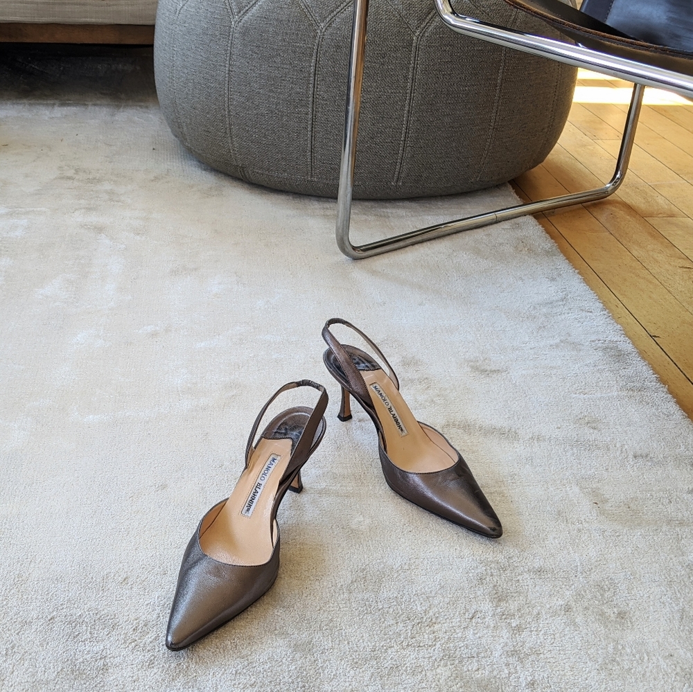 Manolo Blahnik Kitten Heel Sling Backs